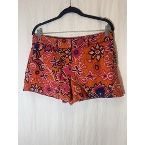 ANN‎ TAYLOR LOFT 4" ORANGE NAVY FLORAL PATTERN SHORTS WOMEN'S SIZE 4 V28